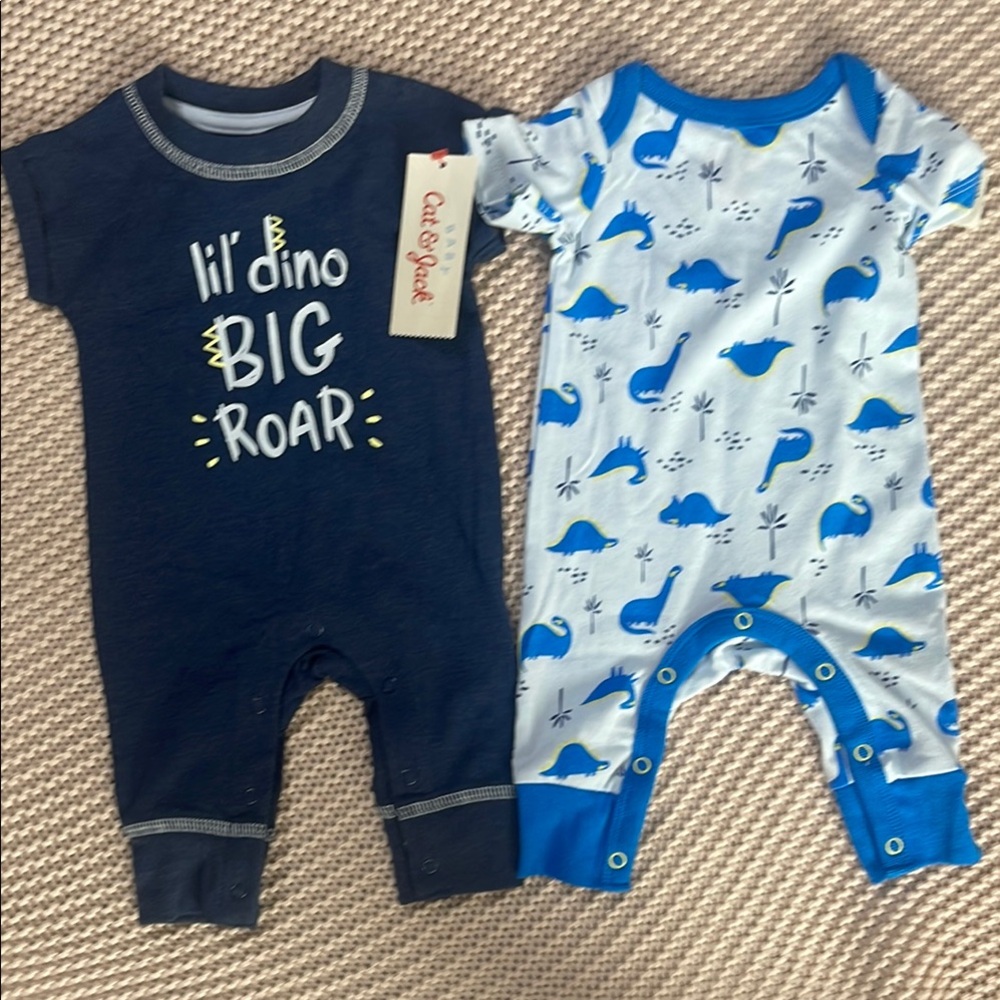 Cat & Jack Baby Dino Rompers Set